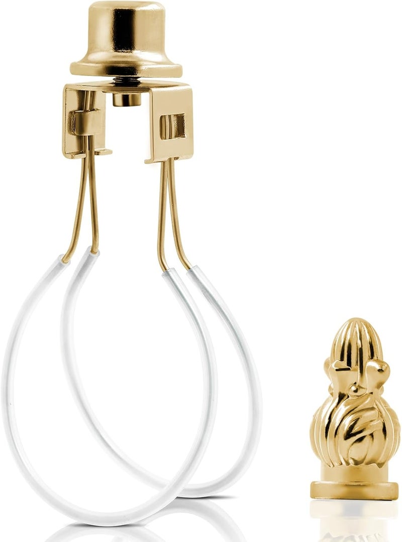 EMNOOTI Lamp Shade Light Bulb Clip Adapter,Lamp Shade Holder with Cap Knob Finial and Silicone Levelers,Clip on Lampshade Adapter to Keep Lamp Shade in Place (Gold) - Image 1